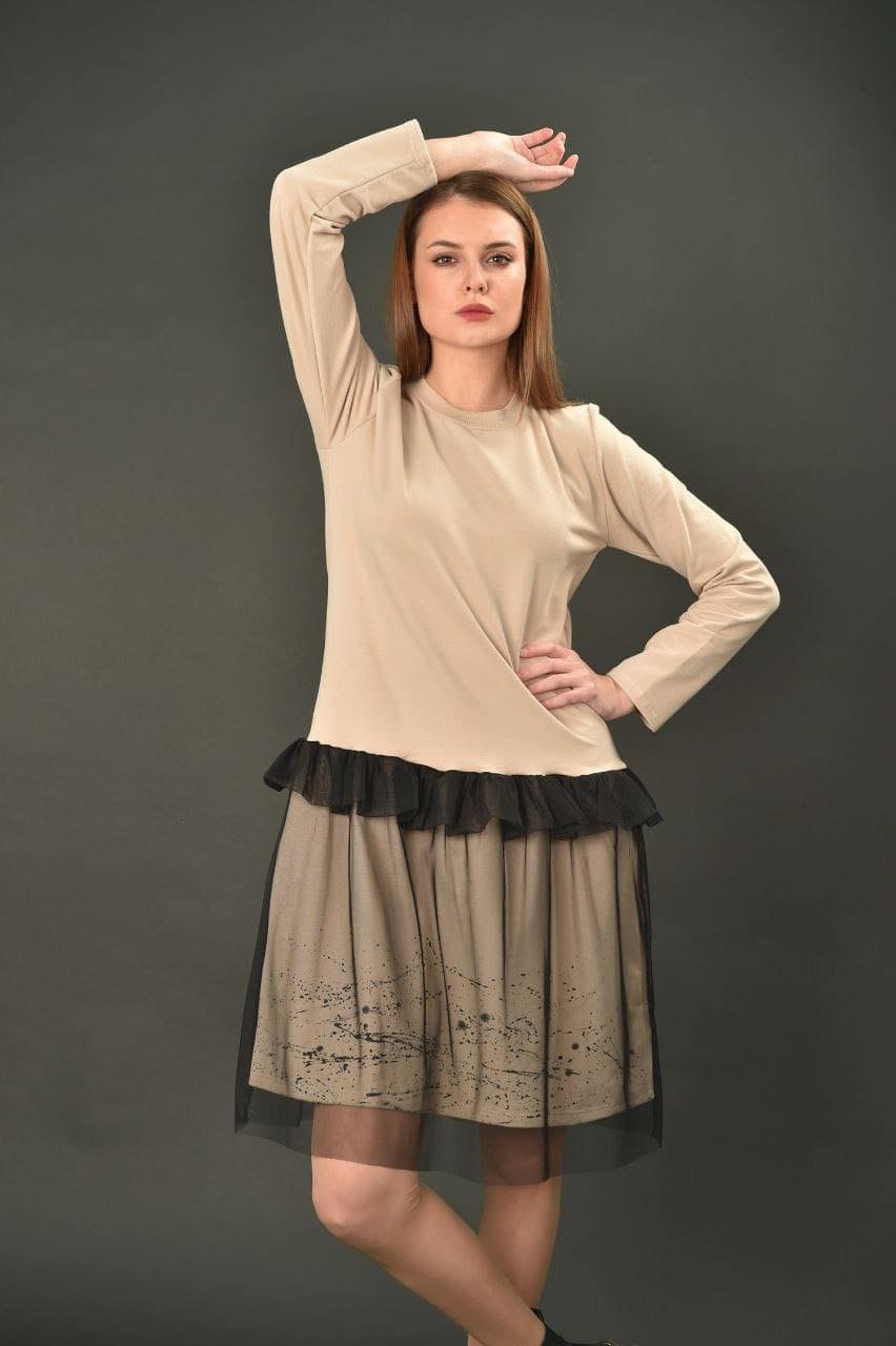 Prskana duks haljina sa tilom