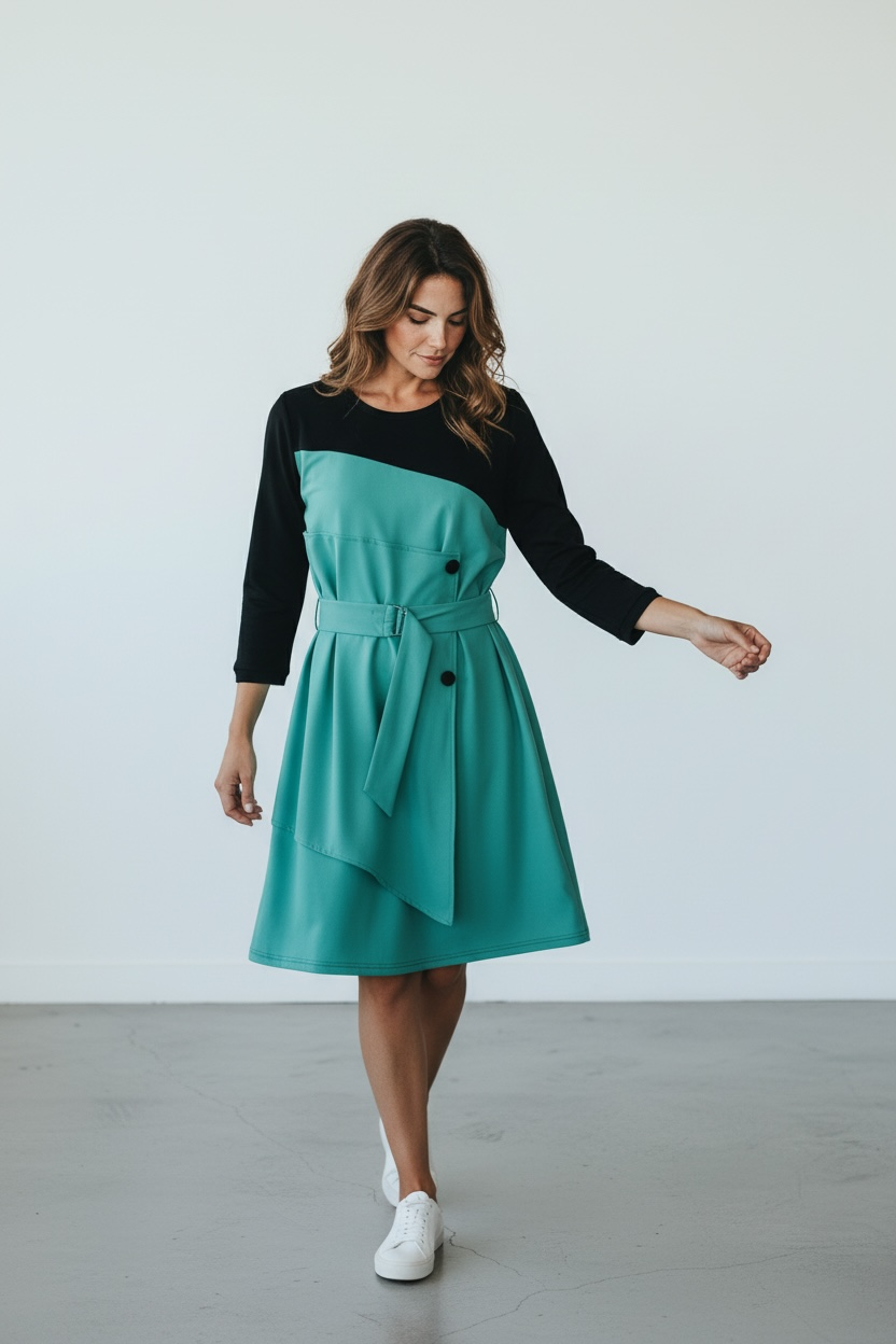 Haljina u A koja se vezuje kaišem